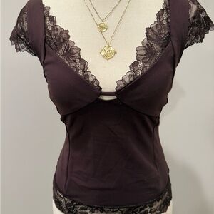 Free People brown lace top